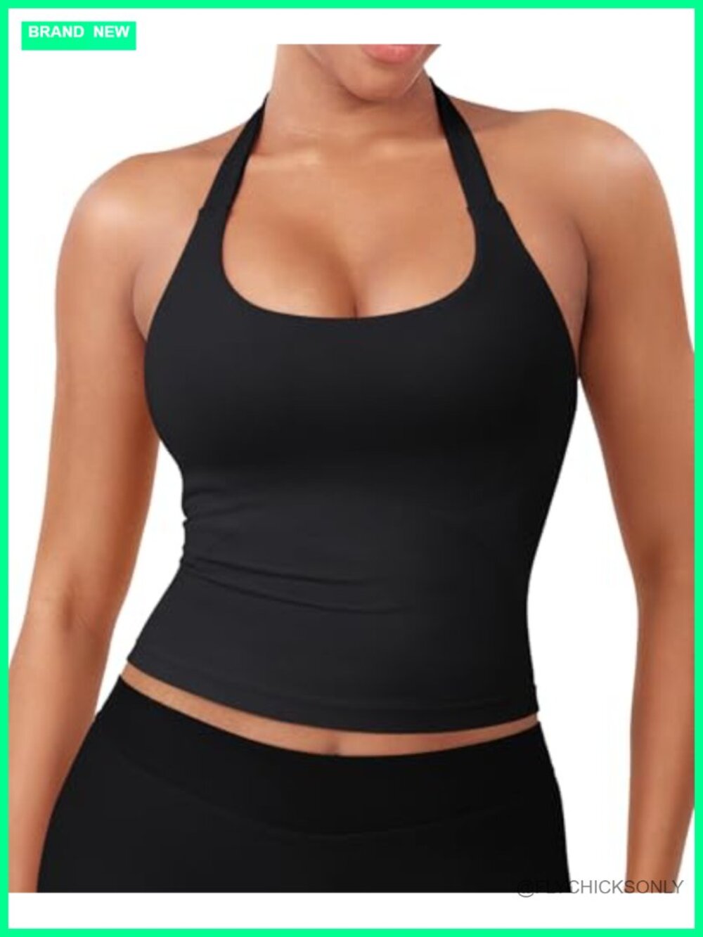 Halter Tank Top with Built-in Bra Removable Pads Backless Longline